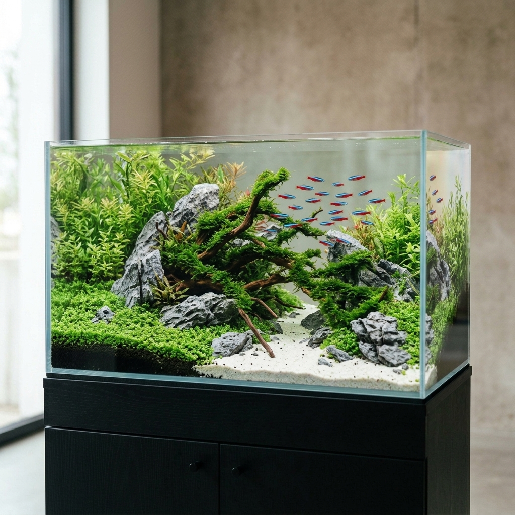 Flourishing Aquascape Ecosystem After 60 Days