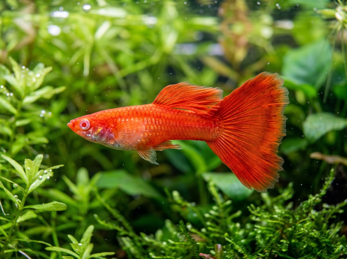 Albino Full Red Guppy